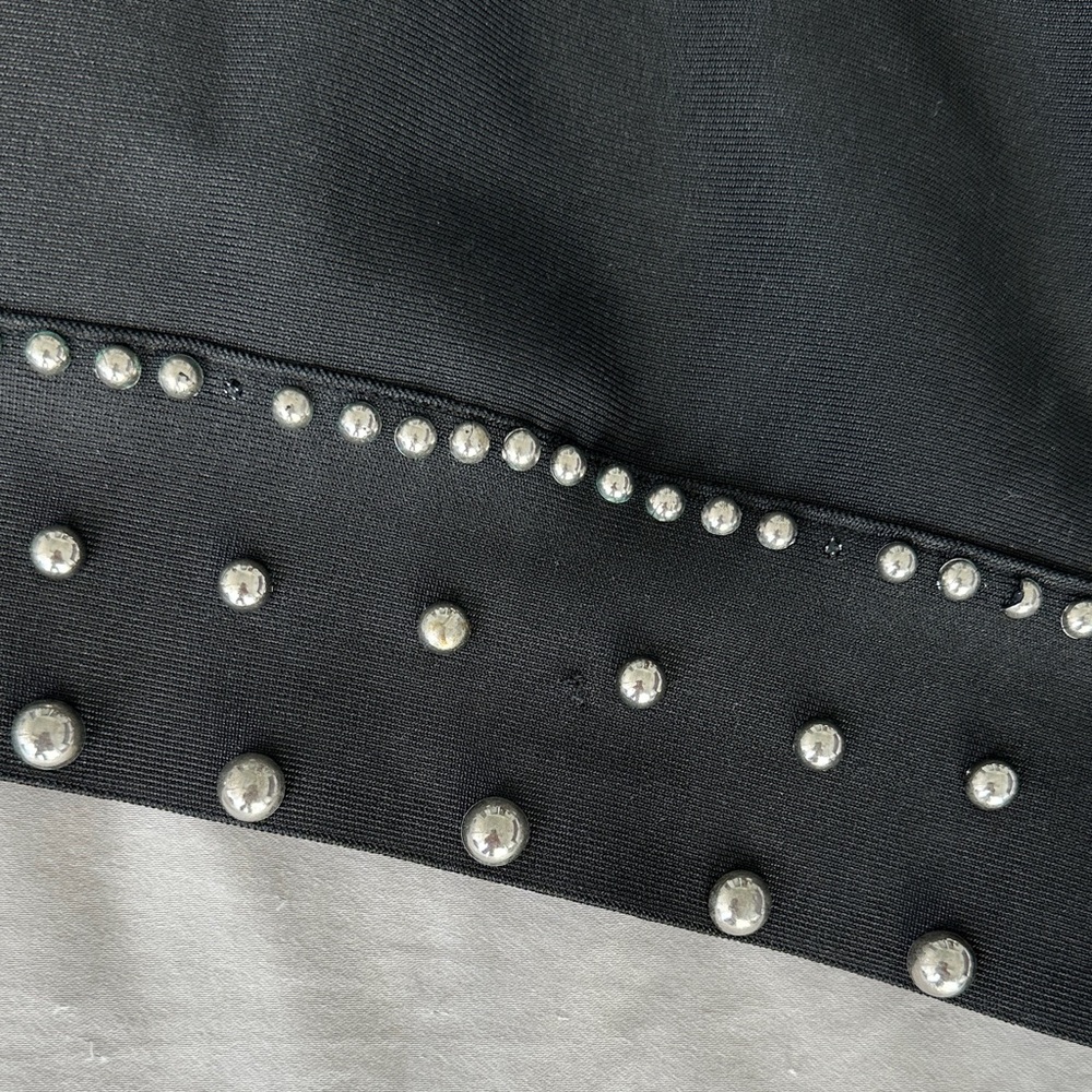 Chic Strapless Black Dress with Metal Stud Detailing - Picture 3 of 7
